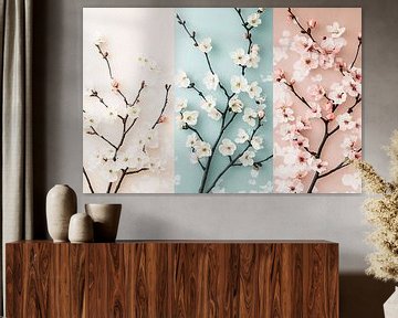 Soft blossom branches on pastel by Imperial Art House