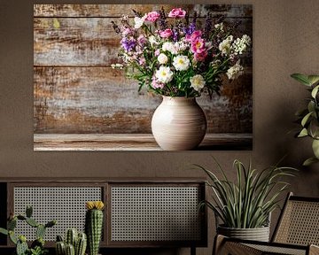 Colourful flowers in ceramic vase by Imperial Art House