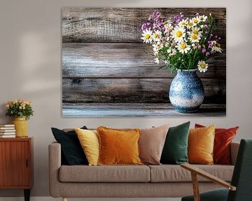 Flowers in vase on wood by Imperial Art House