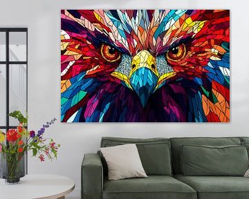 Colourful eagle head in glass style by Imperial Art House