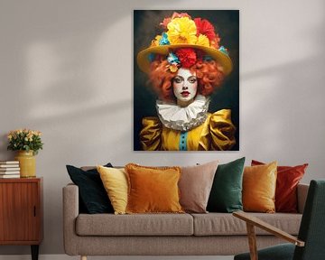 Portrait woman circus costume hat baroque elegance colourfulness by gm_designs
