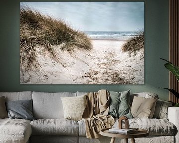 Strandovergang op Usedom met uitzicht op de Oostzee van Martin Köbsch