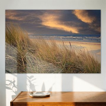 View over the beach on Usedom with dunes on one side and the Baltic Sea on the other