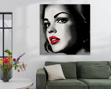 Zwart wit portret met een touch of red van Koffie Zwart