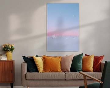 Pastel sunset in snow | travel photography print | Saariselkä Lapland Finland by Kimberley Jekel