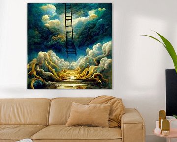 sky ladder ascent clouds light dream symbolism surreal by gm_designs