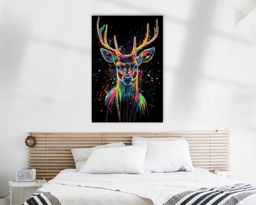 Kleurrijk pop-art hert van ARTemberaubend