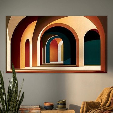 Modern abstract boogschilderij in warme kleuren