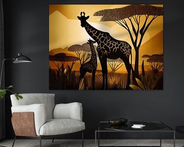 Girafe avec son girafon