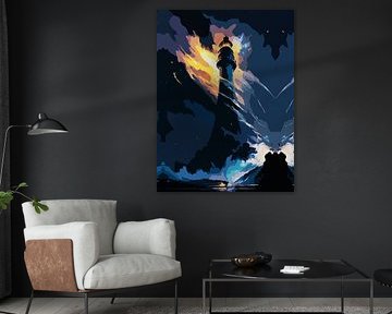 Ätherischer Leuchtturm - Dramatische Meereslandschaft mit surrealen Spiegelungen
