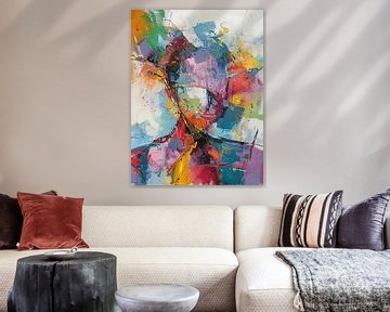 Abstract Portret met Dynamische Kleuren van Kunst Kriebels