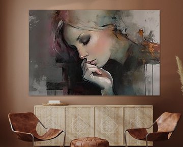 Vrouw | Thought Swirl van Abstract Schilderij