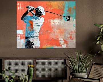 Golf schilderij | Man met Golfclub van OMG Art
