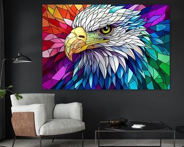 Colourful eagle glass design