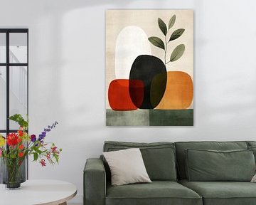 Abstrakte organische Formen, Bohème-Stil von Japandi Art Studio