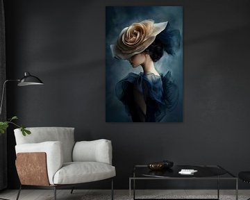 Schoonheid in Donkerblauw Tule no.1 van Studio BB