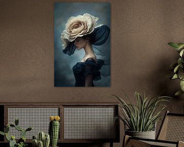 Schoonheid in Donkerblauw Tule no.2 van Studio BB