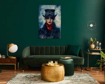 Digitales Porträt, Steampunk Queen in Blue Nr. 1 von Studio BB