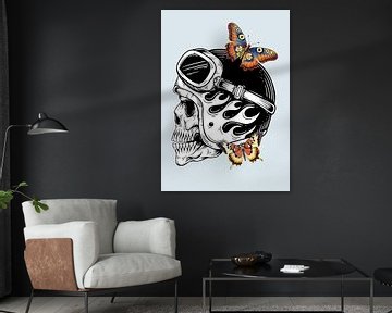 Skull with butterflies van Fineline