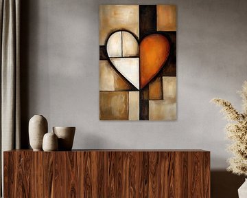 Heart Cubism Earth tones by Jacky