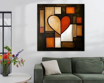 Heart Cubism Earth tones II by Jacky