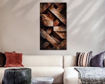 Houten Geometrie Behang van Surreal Media