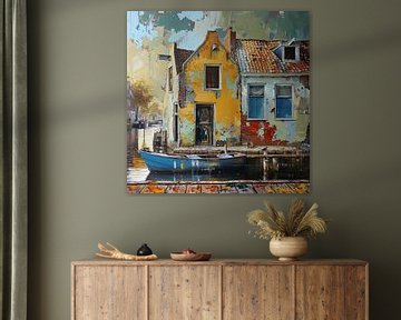 verloren plaats huis gracht boot kleur street art textuur surrealistisch van gm_designs