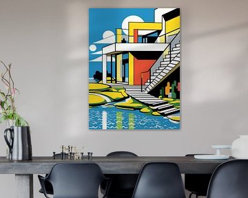Architecture Modern Geometry Colours Water House Stairs