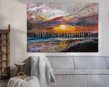 Zee - Zonsondergang - Zoutelande - Zon van Anja Namink - Schilderijen