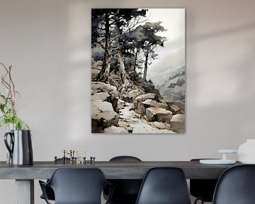 Bos Bergen Rotsen Pad Bergen Landschap Eenzaamheid