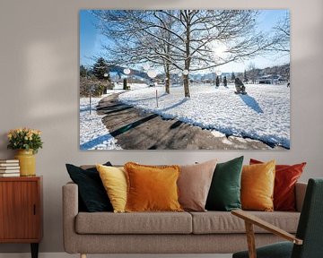 Oberstaufen Park in de winter met uitzicht op de Hochgrat van Leo Schindzielorz