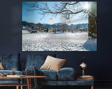 Oberstaufen Park in de winter met uitzicht op de Hochgrat van Leo Schindzielorz