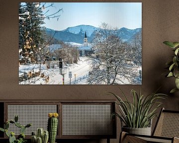 Oberstaufen in de winter met uitzicht op de Hochgrat van Leo Schindzielorz