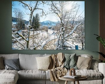 Oberstaufen in de winter met uitzicht op de Hochgrat van Leo Schindzielorz