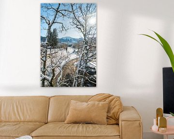 Oberstaufen in de winter met uitzicht op de Hochgrat van Leo Schindzielorz