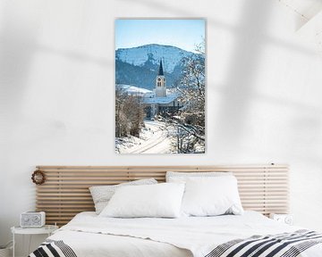 Oberstaufen in de winter met uitzicht op de Hochgrat van Leo Schindzielorz