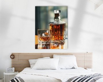 Whiskey on the rocks mit Karaffe von Schwarzer Kaffee