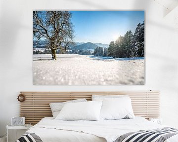 Prachtig winteruitzicht op de Hochgrat en de Allgäuer bergen bij Oberstaufen van Leo Schindzielorz