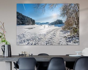 Prachtig winteruitzicht op de Hochgrat en de Allgäuer bergen bij Oberstaufen van Leo Schindzielorz