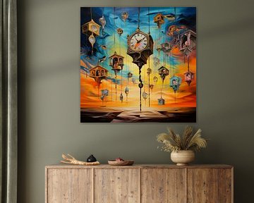 Time Cuckoo Clocks Sky Colours Surreal Symbolism Miniature by gm_designs