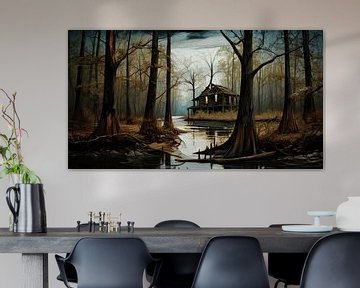 einsames Haus in einem überschwemmten Wald von Nick Wendt