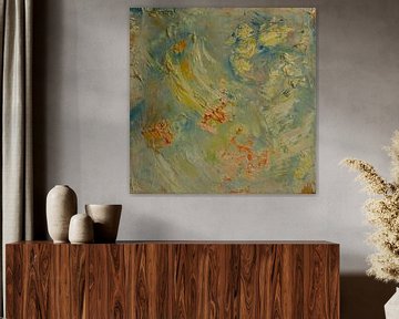 Abstraktes Ölgemälde, blau, gelb, grün, orange und rot von Joriali Abstrakte Kunst
