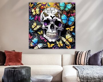 Scull with Butterflies
