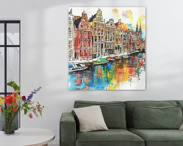 Schilderij Amsterdam modern van Abstract Schilderij