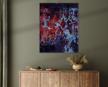 Abstraktes Ölgemälde, lila, rot und blau. von Joriali Abstrakte Kunst