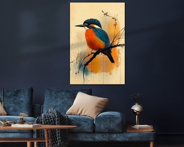 Vogel Stilte in Oranje Reflectie van Eva Lee