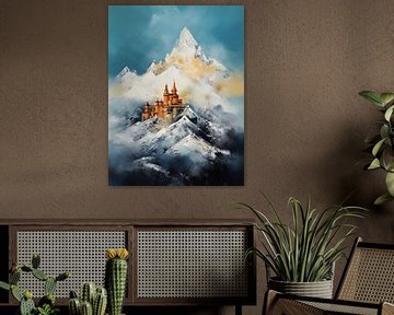 Kasteel Bergen Sneeuw Wolken Sprookjesachtige Magie Droomwereld van gm_designs