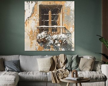 Winter Venster Balkon Verweerd Nostalgie Magisch Landschap van gm_designs