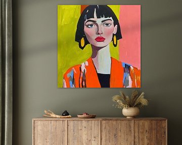 Gouache woman bob
