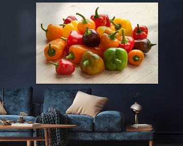 Vers geplukte kleuren en soorten mini paprika's van Frans Rombout